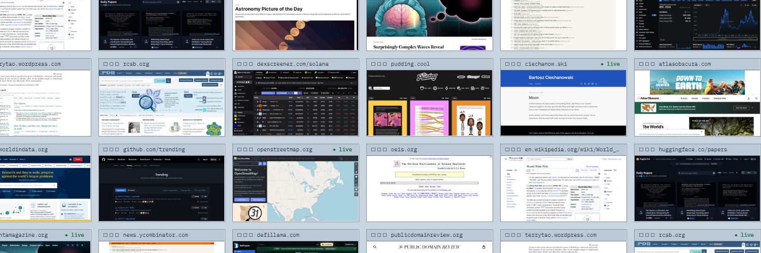 A grid of websites across the world wide web.